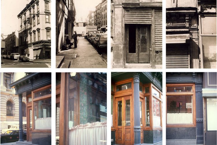 Shown: the building's storefront, before and after